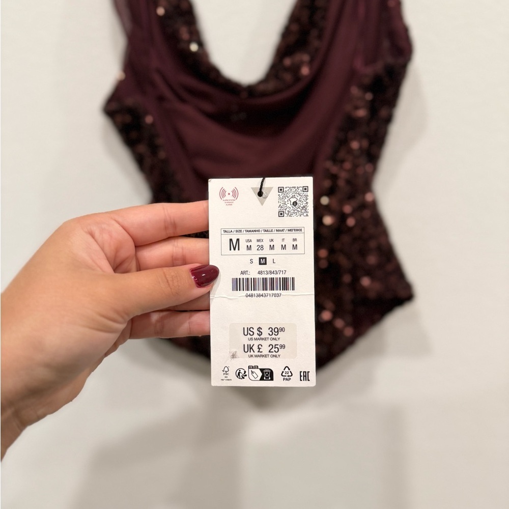 NWT Zara Sparkling Halter Top - Picture 2 of 5